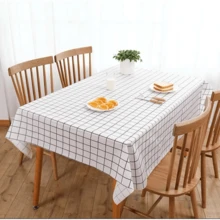 Red Or White PVC Plastic Rectangular Tablecloth, Waterproof, Oil And Grease Proof, Suitable For Kitchen And Living Room - trắng - Xem 1