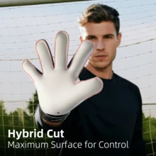 Sarung Tangan Kiper Sepak Bola Dewasa Profesional yang Ditingkatkan, Telapak dan Punggung Terbuat dari Bahan Lateks Penuh, Memberikan Cengkeraman Kuat, Lateks Tahan Lama, dan Desain Pas yang Bernapas. - Hitam - View 4