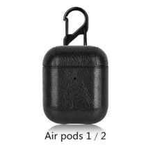 PU Leather Protective Case Compatible With 1/2/3, Pro 2, 4, Luxury Protective Case With Anti-Lost Buckle, Compatible With Apple Earphones (Black) - Black - View 10