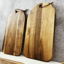 Hanging Wooden Cutting Board, Suitable For Steak, Pizza, Toast And Bread, Essential For Kitchen, Camping And Catering, Perfect For Appetizers, Cooked Dishes, Desserts, Parties And All Holidays - Maroon - View 3