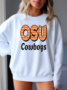 Gingham Osu Cowboys Bella Canvas Unisex Sweatshirt Sweatshirt - White - View 2