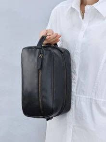 男士防水旅行盥洗用品收納包 便攜式化妝收納拉鍊手提包 文藝復古大容量 出差旅行洗漱包 - 彩色 - 查看 13