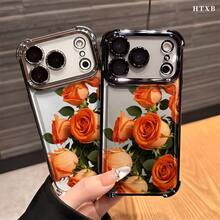 Phone Case, Witch Orange Rose Design, Electroplated And TPU Material, Compatible With Samsung Galaxy Series, Including S22FE, S23, S24, S22PLUS, S23 Ultra, S24 Ultra, And  17, 16, 15, 14, 13 And Other Models - 銀色 - 查看 7