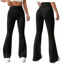 Calça Legging Flare Bailarina Suplex Cintura Alta academia dia a dia - Preto - Visão 2