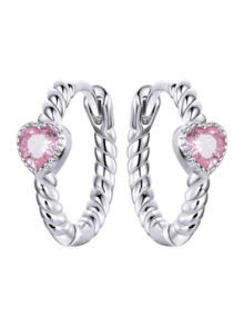 1 对精致优雅的心形锆石耳环，采用纯银（S925）制成，设计为女士珠宝，适合日常佩戴 - 愛心粉紅鑽耳環 - 查看 4