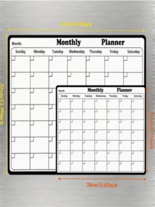 1 szt. magnetyczna tablica suchościeralna z 4 markerami, tablica magnetyczna na lodówkę z układem kalendarza tygodniowego i miesięcznego, idealna do organizacji domu lub kuchni, zawiera kalendarz - Czarne i Białe - Zobacz 5