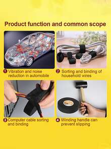 15m/590.55inch Heat Resistant Insulation Tape For Automotive Cable Harness, Noise Reduction Cloth Tape