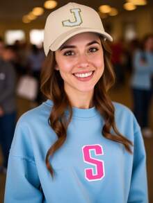 1顶男女通用26字母可调节棒球帽，休闲透气防晒帽，适合户外日常佩戴 - 米色 - 查看 4