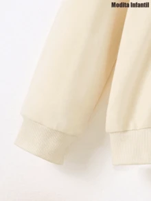 KID0041 Suéter de cuello redondo de manga larga con estampado Simple Joy para niñas preadolescentes, que proporciona una prenda superior nueva cómoda, de moda y casual para otoño e invierno para niñas jóvenesadolescentes - Albaricoque - Ver 5