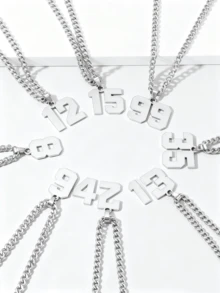 1件高拋光不鏽鋼籃球號碼0-100運動項鍊球衣號碼吊墜項鍊 - 金色 - 查看 8