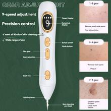 Multi-Functional Tattoo Removal And Freckle Point Mole Pen USB Rechargeable LED Screen Electroionic Carbonization Beauty Pen - trắng - Xem 7