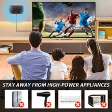 2025 室内高清数字电视天线 - 带信号放大器 - 接收距离可达 220 英里 - 支持标清、高清、全高清 - 包含 11.5 英尺同轴电缆 - 黑色 - 查看 7