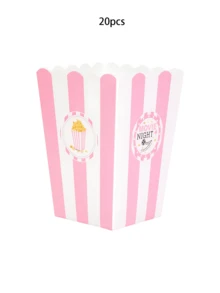 10pcs/20pcs/50pcs Light Pink Movie Night Large Popcorn Favor Boxes Pink & White Striped Popcorn Bowl Mini Paper Snack Dessert Candy Containers For Movie Theme Party Supplies - Pink and White Stripes - View 8
