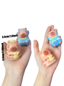 1/3pcs -Capybara Party Gifts, Cute Animal Ornaments, Class Rewards, Gift Basket Fillers, Perfect Holiday Gifts, Durable Rubber, Unique Animal Ornaments, Great For Party Gifts And Holiday Gifts, Birthdays, Valentine's Day, Parties Great For Party Favors And Holiday Gifts Halloween Christmas Party Gifts - Small Capibara - View 2