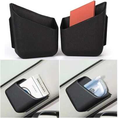 2pcs Adhesive-Type Storage Box For Car Rearview Mirrors, Multi-Functional Dashboard Phone Holder, Accessory For Vehicle Keys, Cards, Etc. Space-Saving Storage Box Suitable For All Vehicles.