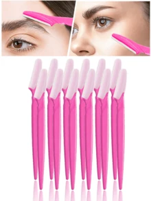60/30/12/6/3/1 件玫瑰红眉毛剃刀套装，眉毛修剪器/剃刀，去茧器/剃须刀，身体脱毛修剪器和面部及眉毛剃刀套装，长柄刀片带精密防护罩，女士修容工具，适合日常使用或旅行，价格实惠，圣诞礼物，化妆品，化妆工具，物美价廉，礼品，女士礼物，圣诞礼物 - 玫紅色 - 查看 8