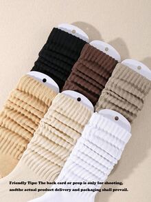 6双装女士秋冬中筒袜，多层长袜，休闲针织袜，女士踝袜，休闲袜，混色，适合情人节，优雅冬日，精致浪漫，保暖室内睡袜（1/3/6双装） - 彩色 - 查看 6