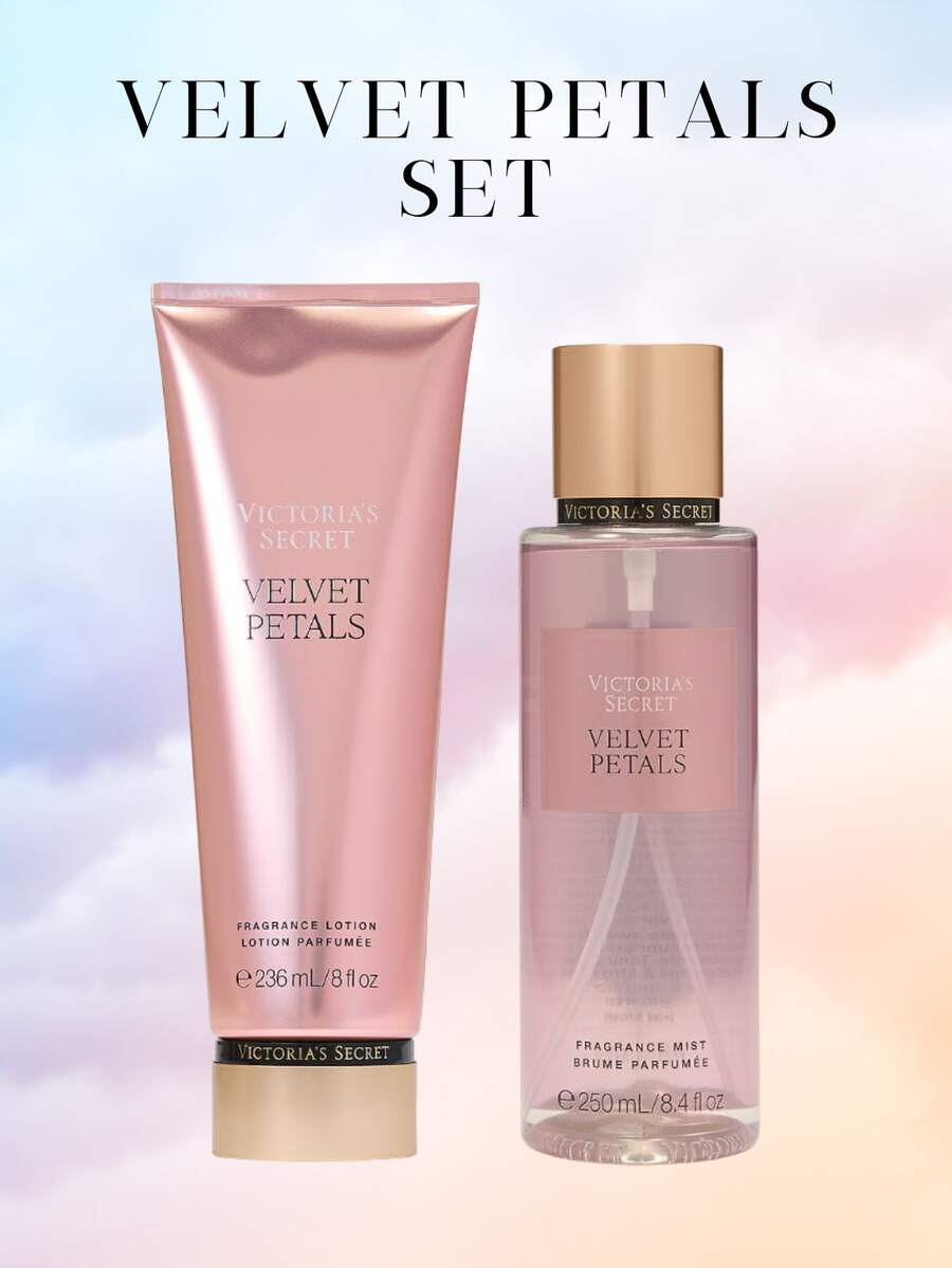 Victoria's Secret Body Fragrance Bare Vanilla Body Lotion And Mist Set Love Spell Pure Seduction Victoria Secret - Bộ cánh hoa nhung - Xem 1