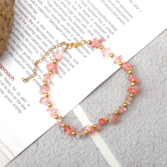 1pc Bohemian Women's Natural Stone Anklet - Asymmetrical Natural Stone Beads, Suitable For Beach, Party And Gifts, Beach Accessories, Gift For Women