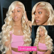 34 Inch 200%Density #613 Blonde Body Wave Lace Front Wigs Pre Plucked 13x4 HD Transparent Lace Frontal Wig #613 Blonde With Baby Hair Wig 200% Density Lace Front Wigs For Women Natural Hairline - S/613 - View 7