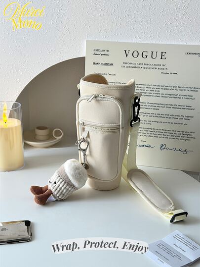 <Wrap, Protect, Enjoy>, 1PC Water Bottle Carrier Bag With Phone Pocket,Suitable For 40/30 Oz Tumbler With Handle With Adjustable Strap Bollus,Key Hook,Suitable For Hiking Travelling Camping Sports Water Bottle Case Insulated Bag Crossbody