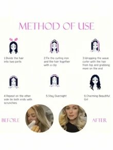 5pcs/Set No Heat Hair Curler And Satin Sleeping Cap Set, Heatless Hair Curling Headband, Hair Claw Clip, Hair Rings, Soft Sleeping Hat Includes Headband, Clip, Scrunchies & Bonnet For All Hair Types, Perfect For Long & Short Hair For Women Natural Curly - Multicolor - View 6