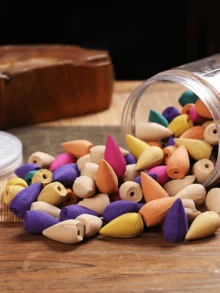 100pcs Natural Backflow Incense - Waterfall Incense Rose, Tulip, Jasmine, Lavender Rose, Natural Meditation And Yoga Gifts, Air Purifying Room Fragrance, Elegant Desktop Decor For Holidays, & - Multicolor - View 2