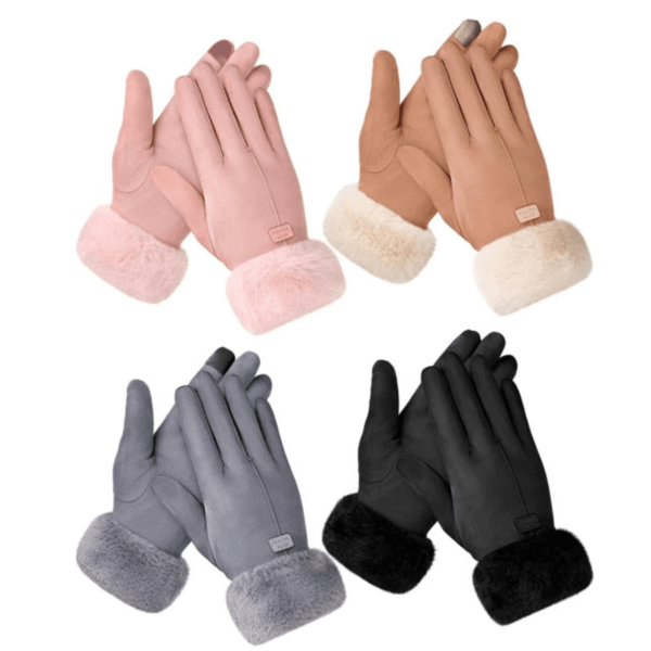 Women's Winter Gloves Warm Lining Cozy Plush Suede Thick Gloves Mittens Touchscreen Gloves For Outdoor Driving Cycling Mittens