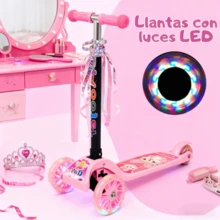 Patín Del Diablo Plegable para Niños | 3 Ruedas + Luz en Llantas + Freno Trasero, Se guridad Garantizada | Patinete para Niñas y Niños, Juguete Ideal para Día del Niño, Un regalo de Navidad y también para el cumpleaños del niño - Rosa - Ver 9