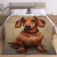 Super Soft Cute Dachshund Prints Flannel Printed 3D Blanket, As Birthday Gifts, Family, Wedding, Souvenir Blankets, Polyester Blankets Suitable For All Seasons, Washable, Machine Washable, Lightweight, Breathable, Comfortable, Warm, Unique, 280gsm For Him, Her Personalized Ideal Gifts For Her, Him, Family, Boyfriend, Girlfriend, Father, Family, Mother, Lover, Daughter, Son, Grandfather, Grandmother, Friend, Classmate, Pet.   Perfect Nap, Camping, Travel, Home, Daily Life, Office Decoration, Birthday, Anniversary, Valentine's Day, Thanksgiving, Christmas, Halloween, Mother's Day, Father's Day, Wedding, New Year Gifts ,Sofa,Bed,Car,Bedroom,Living Room,Office,  Outdoor Camping, Beach,Wall Decoration - 多色26 - 查看 3