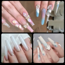 96片透明美甲模具套装 - 4种款式和12种尺寸，全覆盖模具，适用于亚克力和凝胶延长甲