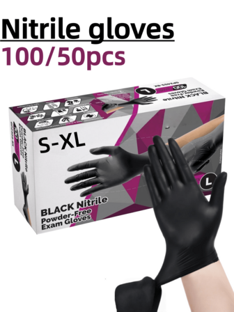 Disposable Black Nitrile Gloves(No Box ), Durable Household Cleaning Gloves, Latex-Free, Waterproof And Anti-Static, Multi-Purpose Gloves, Home Cleaning Kitchen Bathroom Home Household Items,No Box.