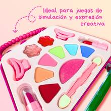 Mermaid Princes Kit de Maquillaje Todo Incluido kit de maquillaje Mermaid Princes todo incluido paleta sombras labial iluminador brochas y accesorios formato infantil juvenil ideal para juegos de dress up fiestas de disfraces presentacion segura cosmeticos no toxicos para ninas regalo creativo - Rosa Fucsia - Ver 3