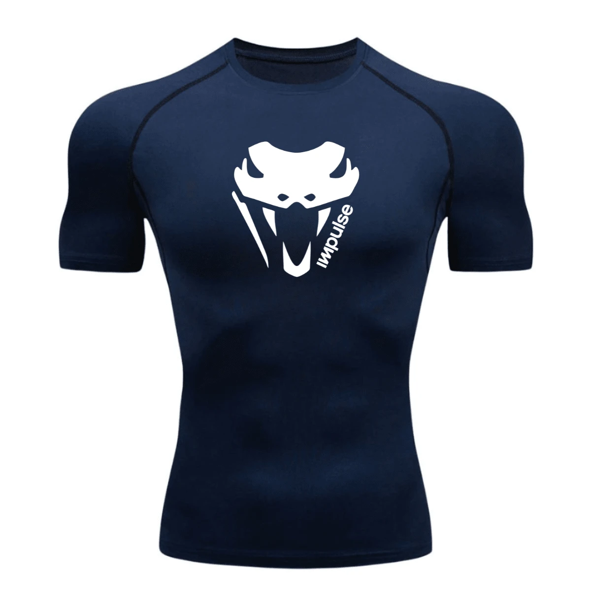 RASH GUARD SHIRT COBRA IMPULSE COMPRESSION T-SHIRT SHORT SLEEVE WORKOUT GYM - Azul Marino - Ver 1