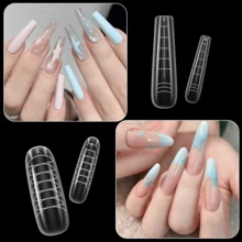96片透明美甲模具套装 - 4种款式和12种尺寸，全覆盖模具，适用于亚克力和凝胶延长甲