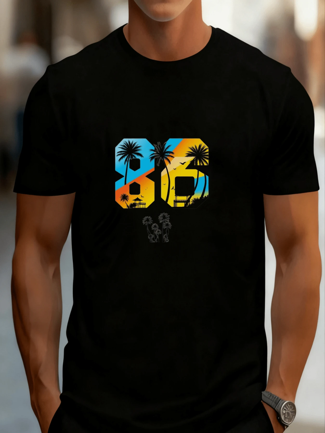 Camisa de hombre de algodón impresa de manga corta, cómoda, ajustada y limpiadora para el trabajo - Negro - Ver 1