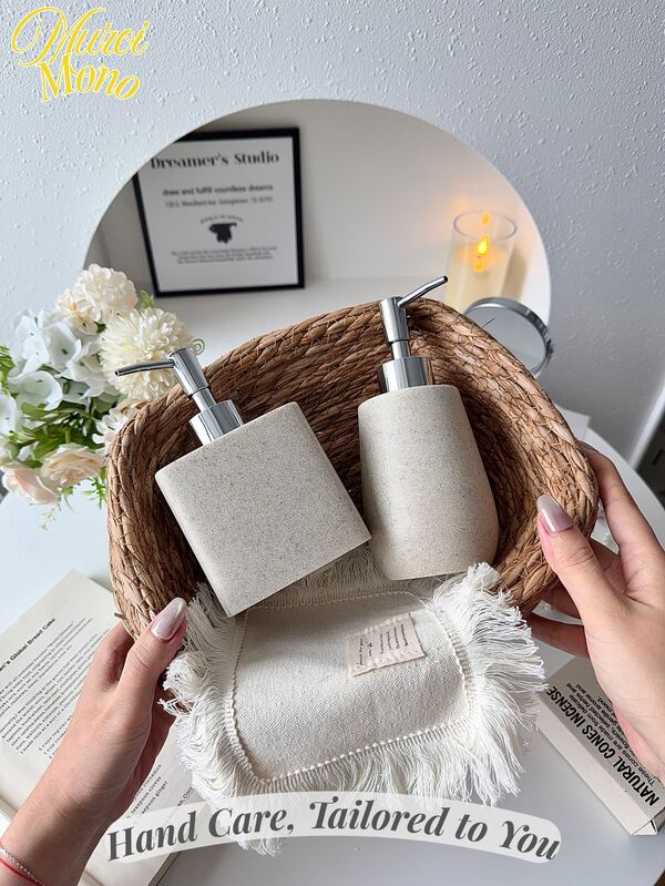 <Hand Care, Tailored To You>, 1PC High-End Hotel Soap Dispenser European Shampoo And Shower Gel Refill Bottle Resin Hotel Press Bathroom Bottle Suitable For Home Use