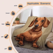 Super Soft Cute Dachshund Prints Flannel Printed 3D Blanket, As Birthday Gifts, Family, Wedding, Souvenir Blankets, Polyester Blankets Suitable For All Seasons, Washable, Machine Washable, Lightweight, Breathable, Comfortable, Warm, Unique, 280gsm For Him, Her Personalized Ideal Gifts For Her, Him, Family, Boyfriend, Girlfriend, Father, Family, Mother, Lover, Daughter, Son, Grandfather, Grandmother, Friend, Classmate, Pet.   Perfect Nap, Camping, Travel, Home, Daily Life, Office Decoration, Birthday, Anniversary, Valentine's Day, Thanksgiving, Christmas, Halloween, Mother's Day, Father's Day, Wedding, New Year Gifts ,Sofa,Bed,Car,Bedroom,Living Room,Office,  Outdoor Camping, Beach,Wall Decoration - 多色26 - 查看 5