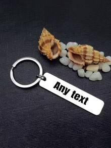 Double Sided Custom Laser Engraved Long Strip Keychain, Personalized Text/Phone/Message, Classic, Simple Metal Keychain, Boy's Fashion Accessory, Anti Loss Double-Sided Design, Children's Backpack Pendant, Pet Pendant, Christmas Gift