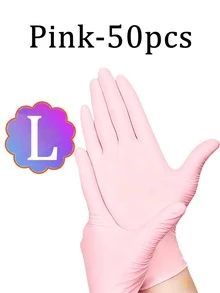 100/50/4 只装一次性丁腈手套（推荐粉色） - 无粉、无乳胶、耐用、防水、防静电，适用于家庭清洁、浴室、美容院、脱毛、圣诞节清洁工具、女士礼物、厨房（为防止包装损坏）