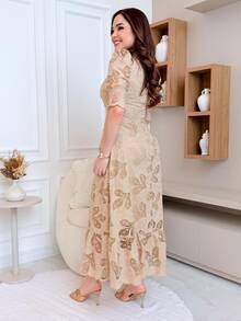 Long Party Dresses With Puff Sleeves Lese - 米色 - 查看 2
