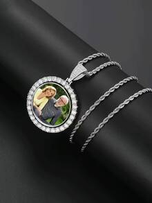 1 colar com pingente redondo personalizado com foto faça você mesmo - zircônia brilhante incrustada, joia significativa para presentear - fácil de montar, hipoalergênico, sem níquel e durável - Multicolorido 2 - Ver 3