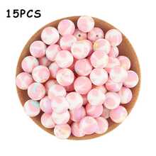 15pcs, Silicone Beads (15mm Printed Silicone Beads), Suitable For DIY Handmade Bead Pens, Keychain Pendants, Etc - Multicolor - View 18