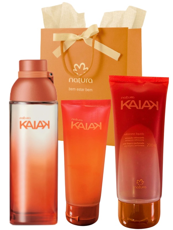 Natura Kit Presente Kaiak Feminino Perfume + Sabonete Líquido + Hidratante Pós Sol Natura
