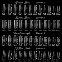 96片透明美甲模具套装 - 4种款式和12种尺寸，全覆盖模具，适用于亚克力和凝胶延长甲