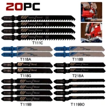 20/10pcs Universal Curved Jigsaw Blade Set, Made Of High Carbon Steel, Suitable For Rapid Cutting Of Wood, Plastic And Metal, Applicable To Most Jigsaws,Tool Accessories