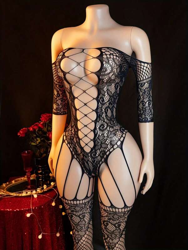 1PC Women Sexy Lingerie Bodystocking Open CrotchSexy Fishnet Cover Up For Music Festival Without Any Accessories Hollow Out Body Stocking Crotchless See Through Beachwear Summer Women's Swimwear Clothing Swimsuit