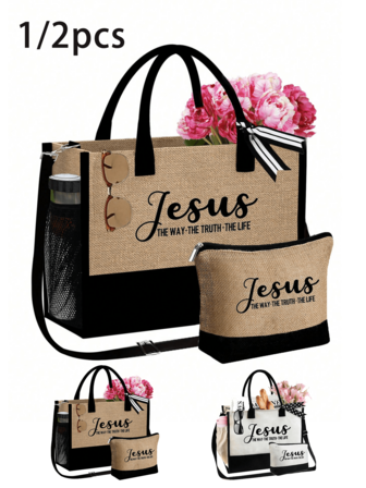 1set İnanç Korku Üzerine Hristiyan Baskılı Kanvas Tote Çanta İnançlarınızı İfade Etmek İçin Kanvas Tote Çanta Hediye Noel Tote Çantası Hediye Çantası Kadın Kanvas Yüksek Kapasiteli El Çantası Mezuniyet Hediyeleri Mektup Baskılı Şık Tote Çanta Okul Hediyesi, Hafif Kanvas Alışveriş Çantası