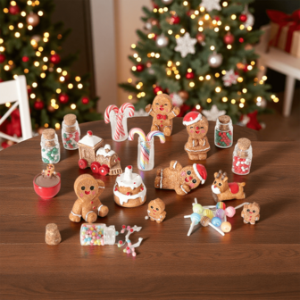 20pcs/Set Dollhouse Miniature Food Toys Christmas Glass Bottle Cookie Man Lollipop Accessories DIY Decorative Small Accessories Doll House Decoration Set Props Shooting Props