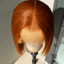 Ginger Orange Short Bob Wig Human Hair 250 Density 13x4 HD Straight Lace Front Wigs Human Hair Pre Plucked With Baby Hair Bone Straight Style Glueless Lace Frontal Wigs For Women Natural Looking - 薑黃色和橙色 - 查看 8